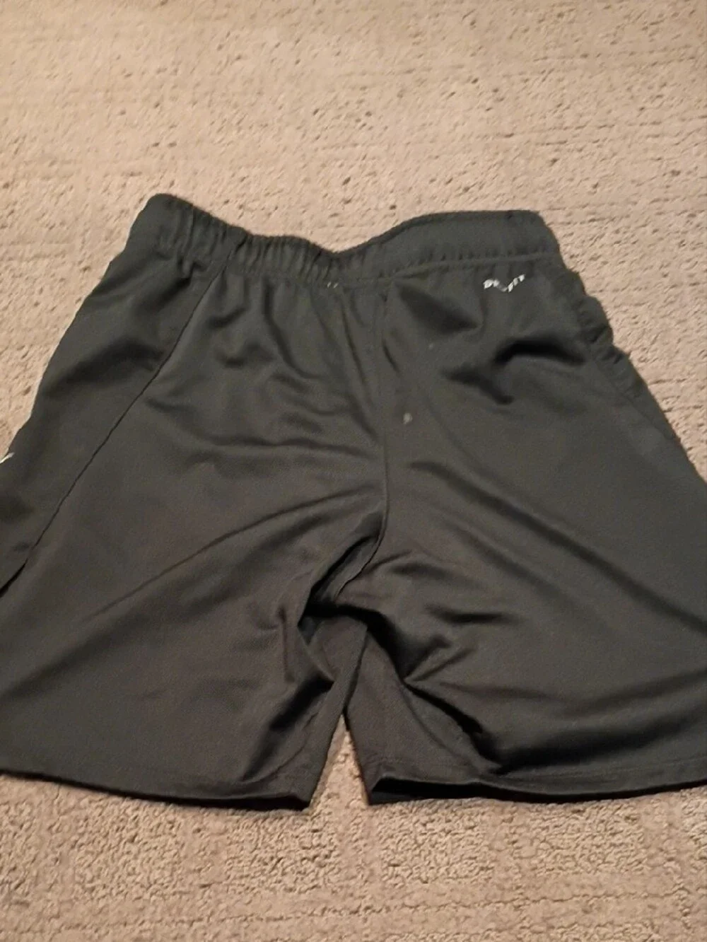 Nike Dri-fit Kid's Black Athletic Shorts with White Swoosh Accent